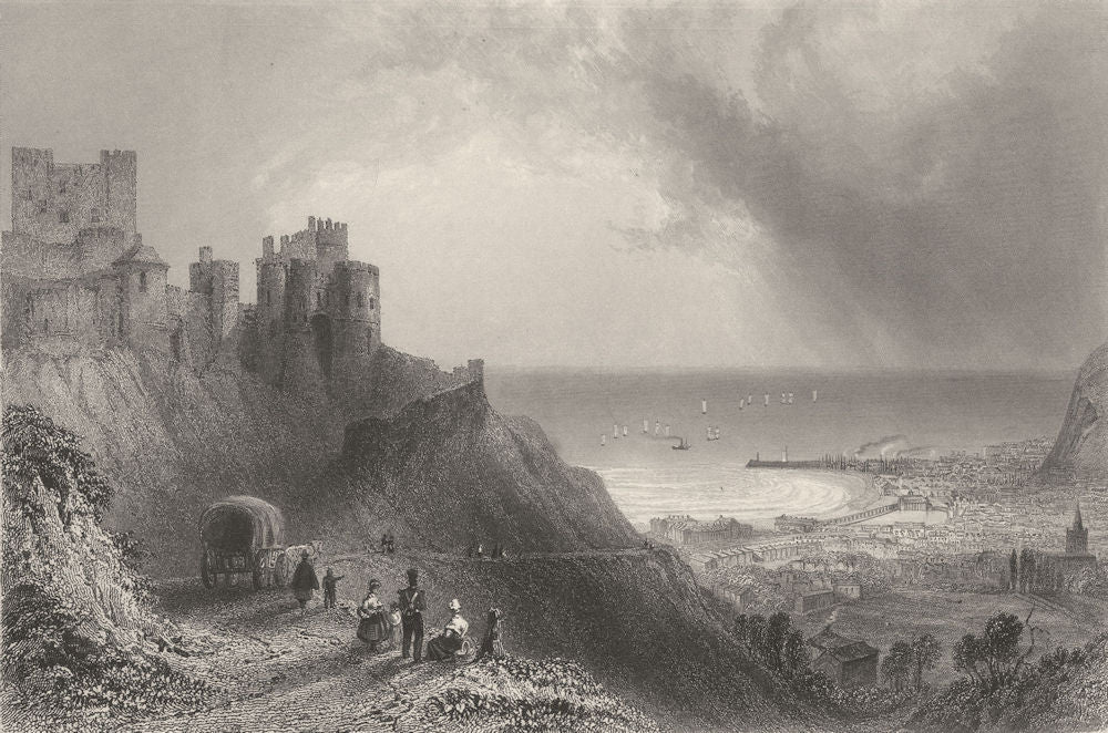 KENT. Dover, from the Ramsgate Road. Finden. (Bartlett) 1842 old antique print